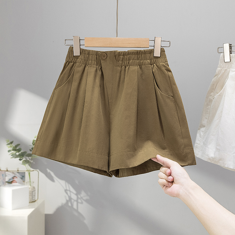 Large size pure cotton flower bud shorts women's summer loose wide leg Korean version casual high elastic waist hot pants