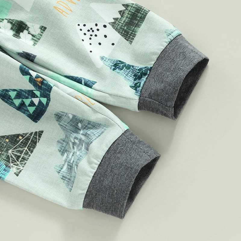 Clothing Sets Baby Boys Fall Clothes Outfit Letter Mountains Print Crew Neck Long Sleeve Romper Elastic Waist Long Pants Hat 3Pcs Set
