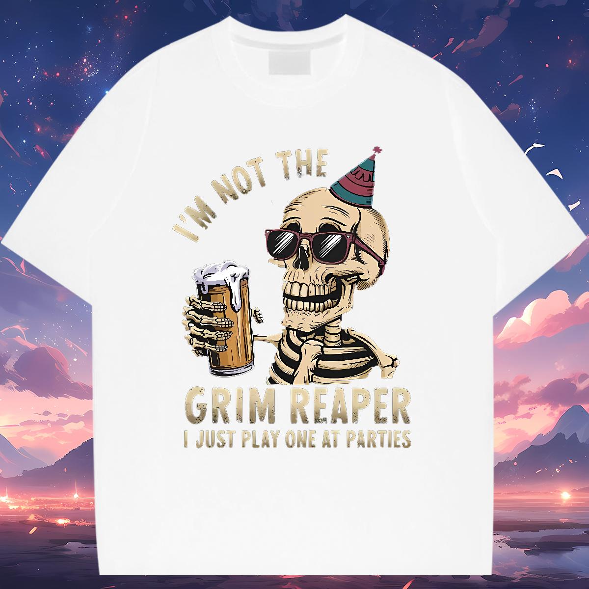 Fashion New T-Shirts Skeleton 230g Cotton White Plus Size Casual Daily Wear Men Tshirts Short Sleeve Cotton O-Neck Designer