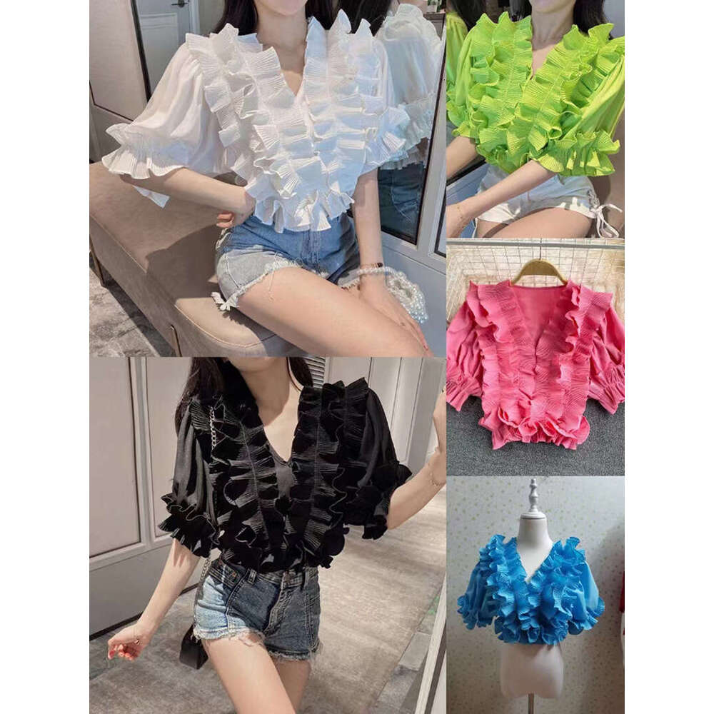 T Shirt New Merchandise Spring High Street Hollow Out Slim Top Female Casual Slim Streetwear O Neck Chiffon Round Neck Couples Street Activity Crop To