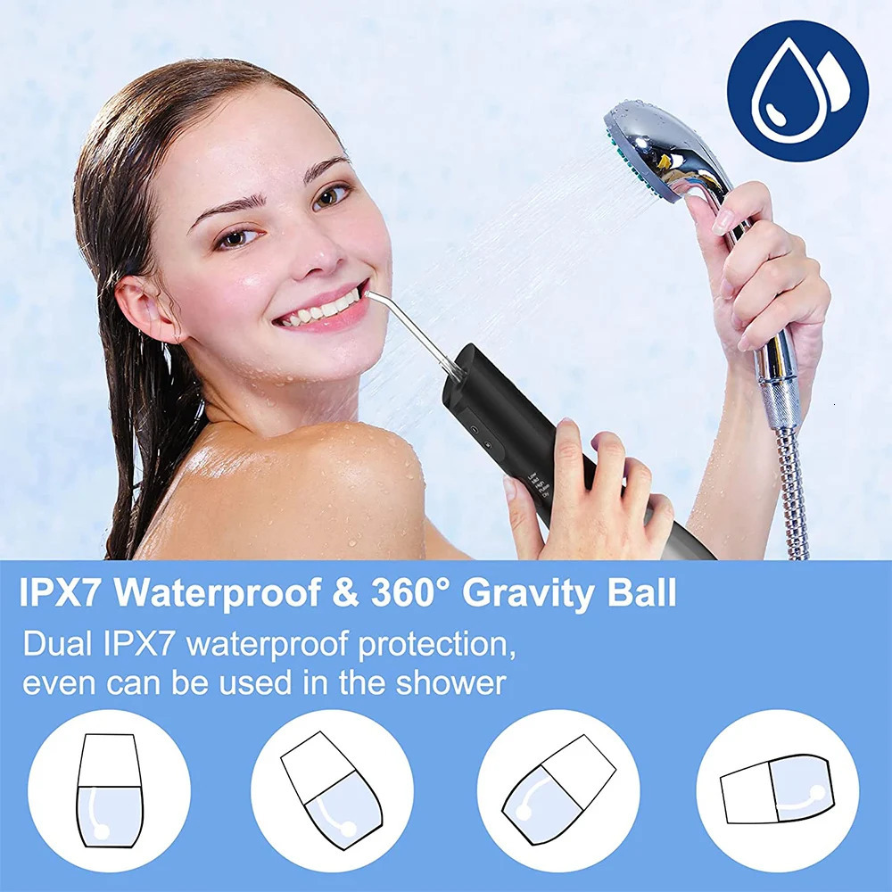 Oral Irrigator Portable Water Flosser Rechargeable 5 Modes IPX7 400ML Dental Water Jet for Cleaning Teeth 240715