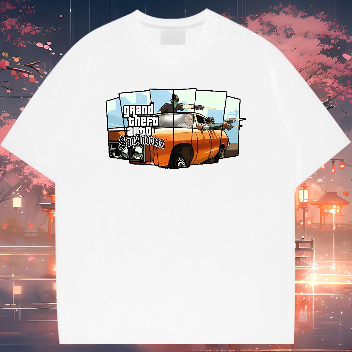 Classic Mens T Shirts racing 230g 100% Cotton Hip Hop Breathable Crew Neck Cotton Mens Tshirts 2024 Plus Size Cartoon Wear