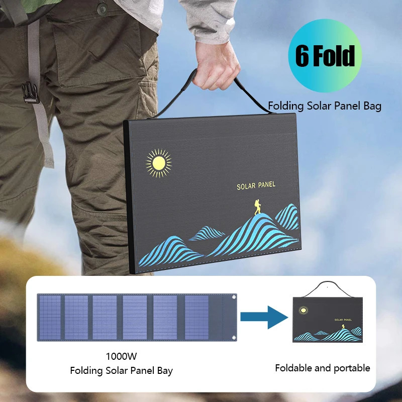 1000W Solar Panel Portable Folding Bag USBDC Output Charger Outdoor Power Supply for Home Mobile Phone Generator 240711