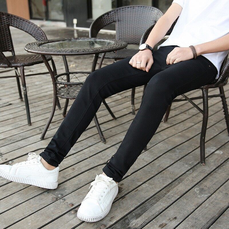 New Arraival Men Fashion Jeans Casual Slim-Fit Denim Trousers Korean Style Men's Solid Color