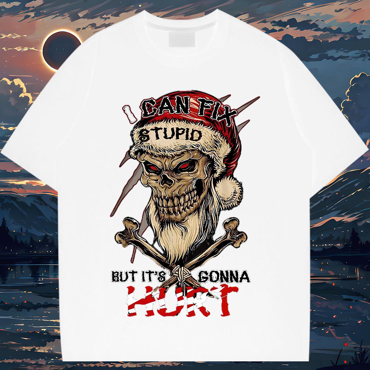 Fashion Design T-Shirts Skeleton 100% Cotton 230g Plus Size Cartoon Men Clothes T-Shirt Street Short Sleeve Cotton O-Neck Cool Design Clothings