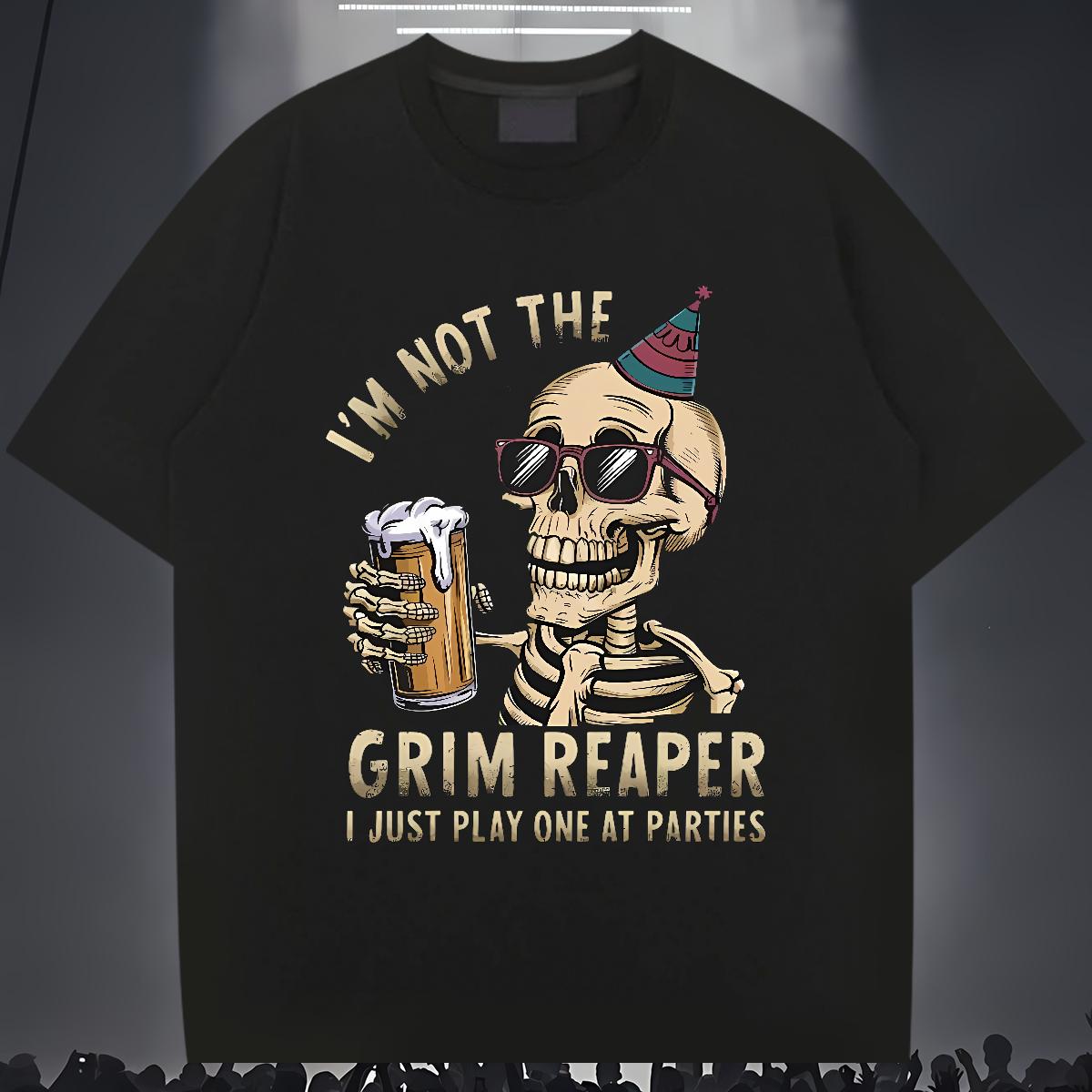 Fashion T shirt Skeleton Breathable Short Sleeve 100% Cotton 230g Tshirt for Man Woman Daily Outfit Oversized 4XL Brand Top Tees