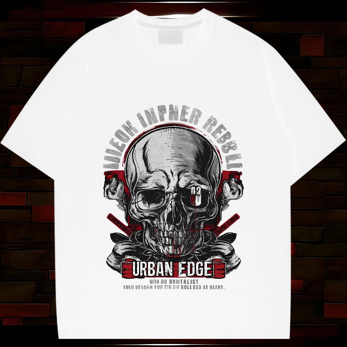 Cool Men Tees Skeleton 230g 100% Cotton Crew Neck Cotton Breathable Hip Hop T-Shirts for Men Black Oversized Wholesale Clothes