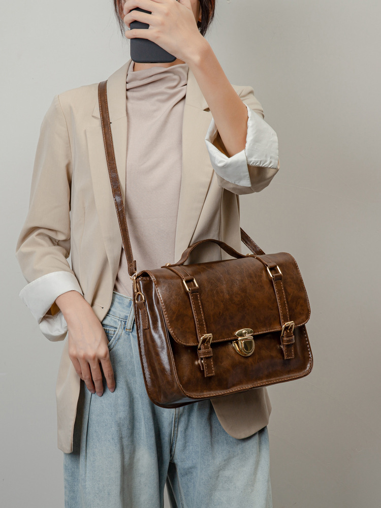 Brand Designer PU Leather Women's Shoulder Bag Retro Lock Crossbody Bag Large Square Handbag Multifunctional Women Backpack