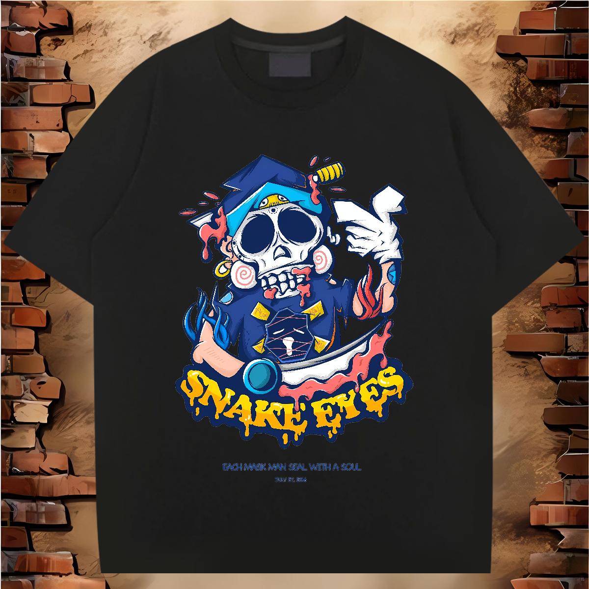 Fashion Design T shirt Skeleton 230g Cotton Customized Daily Wear Tshirt for Man Woman Crew Neck Cotton Breathable Loose Fit