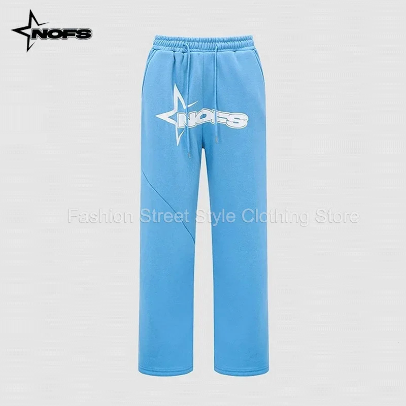 NOFS y2k Fashion Street Long Pants For Casual Men Women drawstring elastic sweatpants Hip Hop Streetwear Sports Trousers 240708