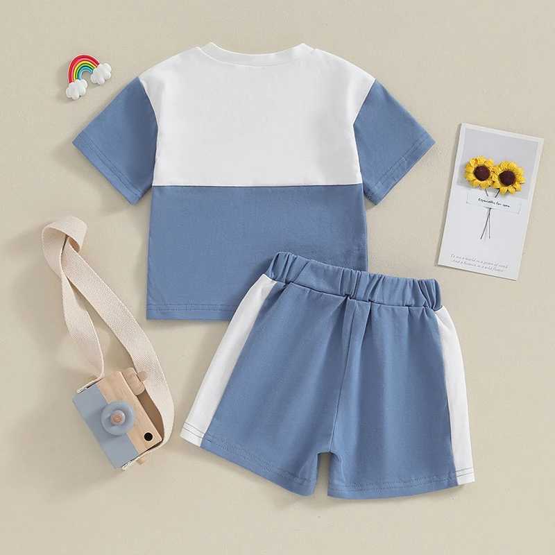 Clothing Sets Toddler Baby Boys 2 Piece Outfits Contrast Colors Short Sleeve T-Shirt and Elastic Shorts Summer Clothes Set
