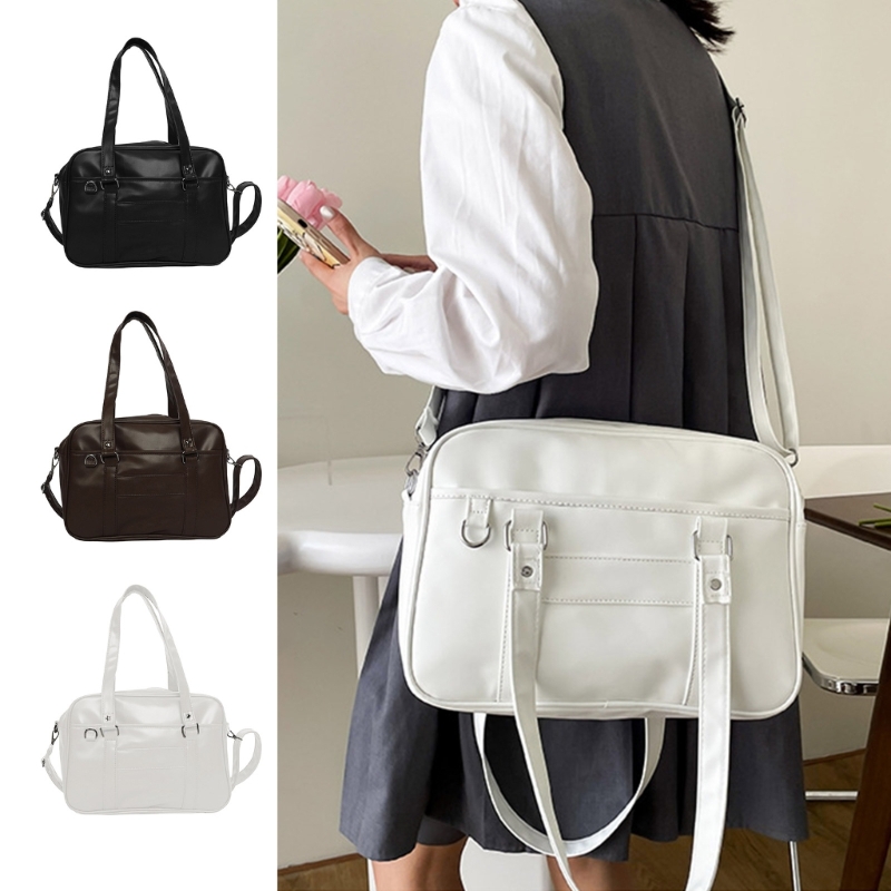 Women Harajuku Crossbody Bags Messenger PU Leather Shoulder Bag JK Messenger Bag Ladies Large Capacity Book Handbags