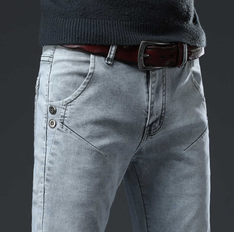 Mens Classic Plain Slim Fit Trousers Casual Jogger Pants Tight in Stretch Jeans
