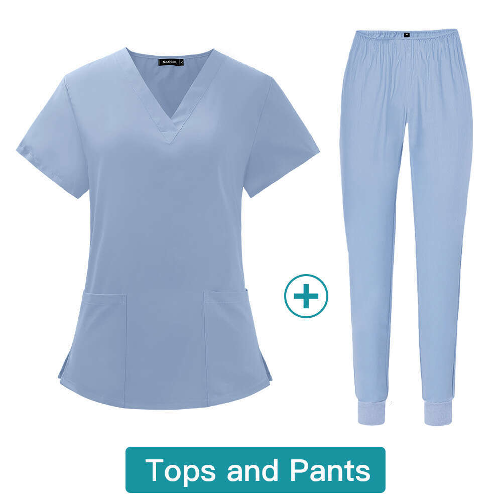 Designer Two Piece Set Women Scrubs for Women Uniform New Product Washable Gentle Wind French Non-ironing Long Solid New Pattern Sexy Novelty Short Lo