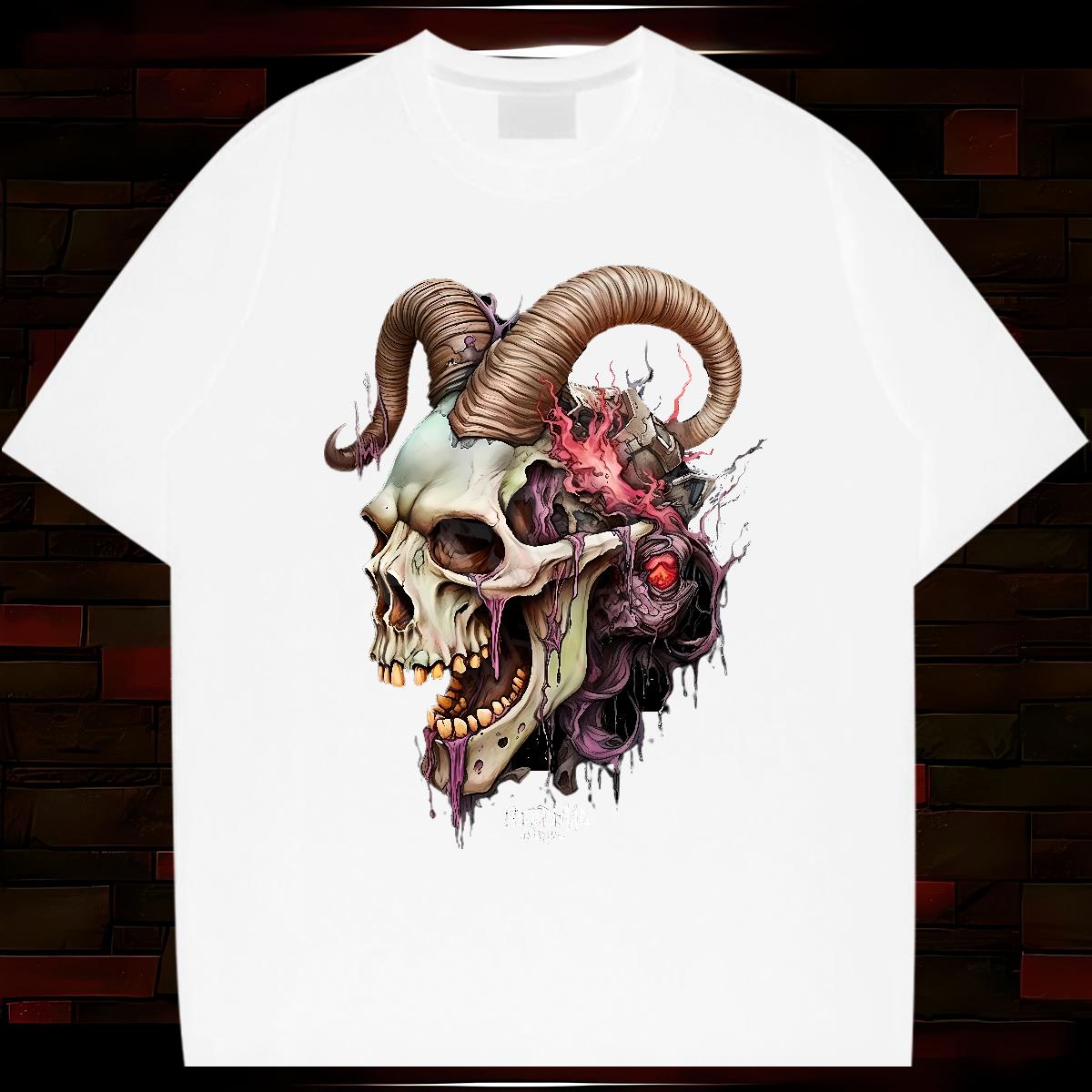 High Quality Mens Tshirts Skeleton 230g Cotton Breathable Crew Neck Hip Hop Street T-Shirts Plus Size Custom Classic Casual Clothings