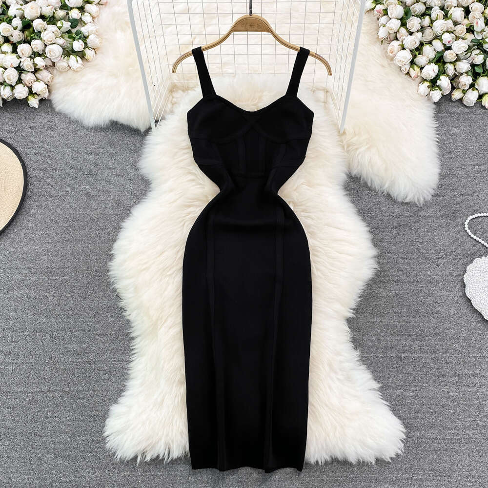 Pure Desire Style Long Camisole Women, Sexy Low Cut, Tight Fitting, Slimming, Sleeveless, Backless Knit, Buttocks Wrapped Dress for Summer BOHO DRESS