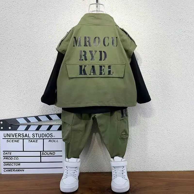Clothing Sets 2-12Y Vest+Pant 2pcs 2023 Spring Fall Children And Teenagers Boy Baby Sets Cotton Kid Clothes Casual Boys Clothing Outwears