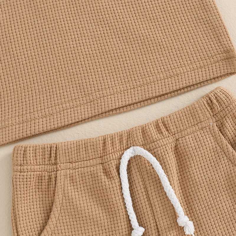Clothing Sets Summer Baby Boy 2 Piece Waffle Outfit Casual Sleeveless Solid Color Tank Tops + Elastic Waist Shorts Infant Toddler Set ET83
