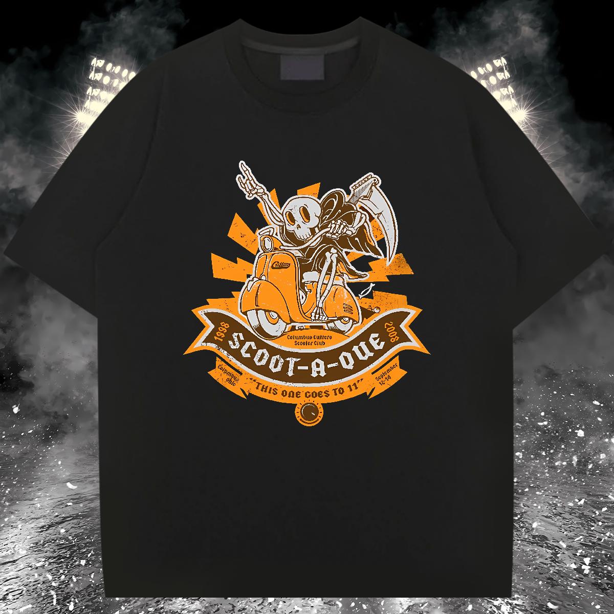 Factory Direct T-Shirts Skeleton Short sleeve Cotton Soft 230g 100% Cotton Couples T Shirts Street Wear Black White High Quality Tops