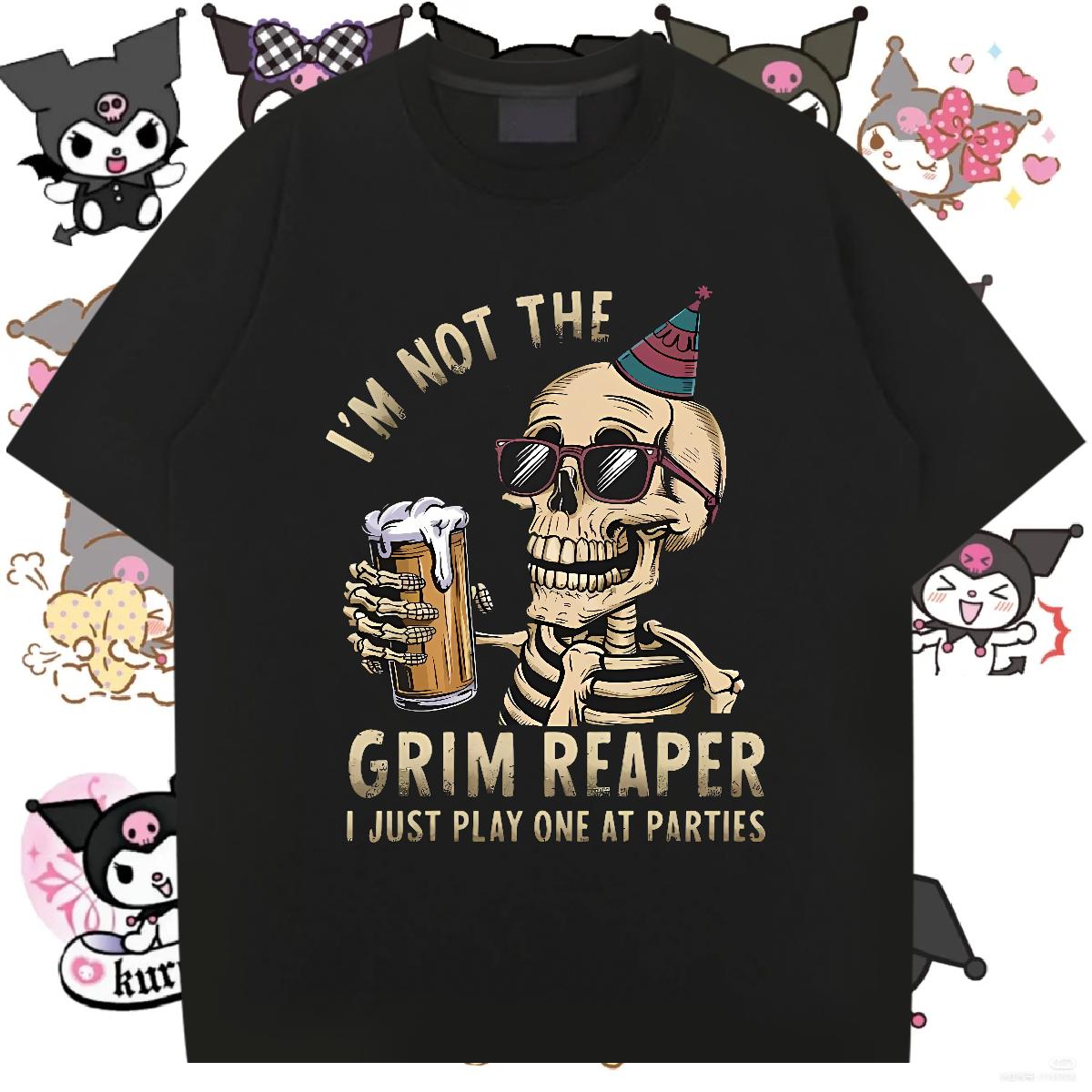 Brand Men Clothes T-Shirt Skeleton 100% Cotton 230g Breathable Crew Neck Cotton Hip Hop T shirt DIY Printed Designer Fashion Tee Shirt