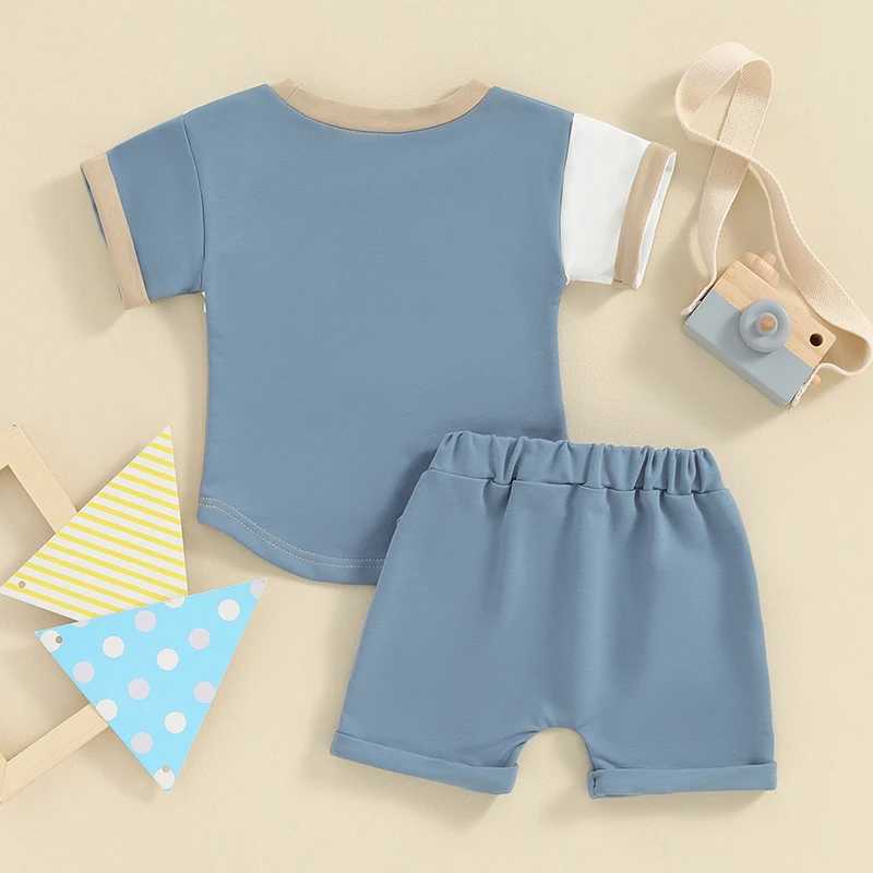 Clothing Sets Toddler Boy Girl Summer Clothes Baby Contrast Color Short Sleeve T-Shirt with Solid Color Shorts 2Pcs Cotton Outfits
