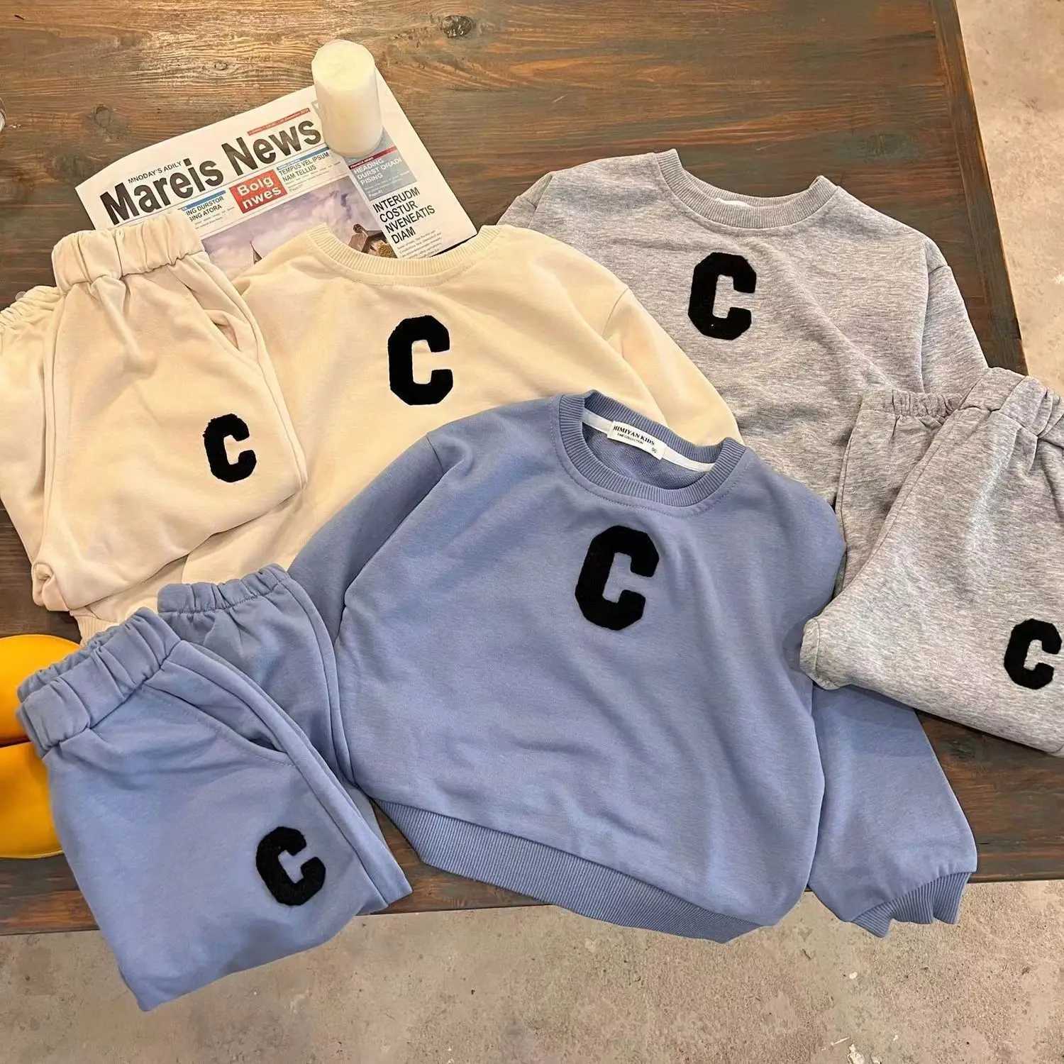 Clothing Sets Childrens Sweater Set Boys Spring And Autumn Clothing New 2023 Girl Two-piece Set Boys Casual Thin Style Trendy And Cool Kids