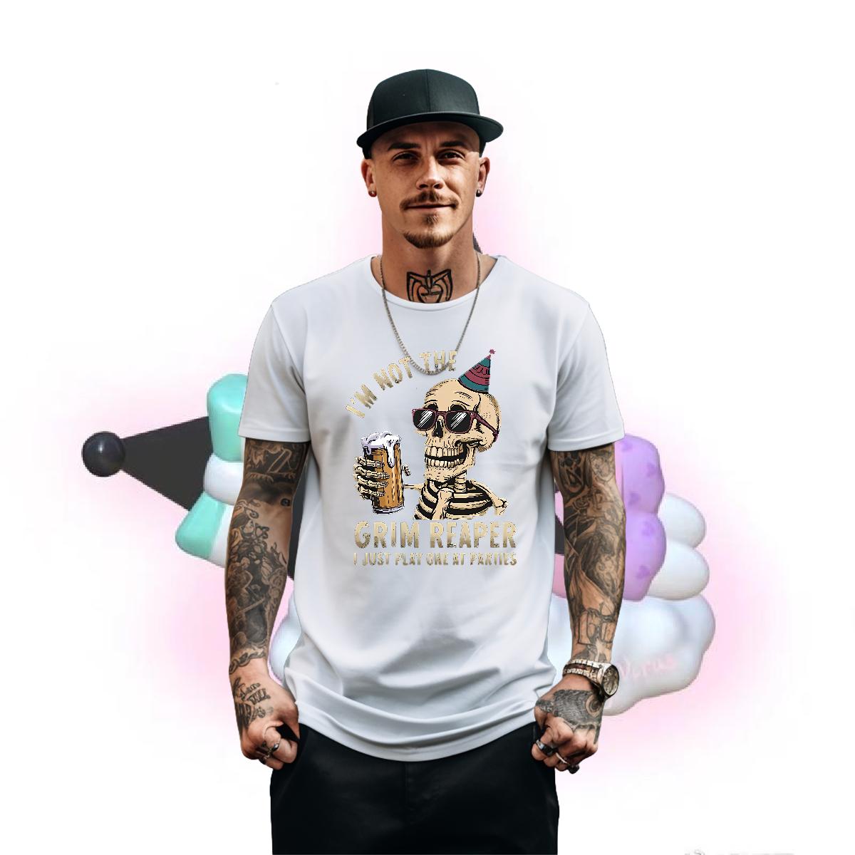 2024 New T Shirts Men Skeleton 230g Cotton DIY Printed Men Tshirts Street wear Hip Hop 180g Cotton Classic Top Tees