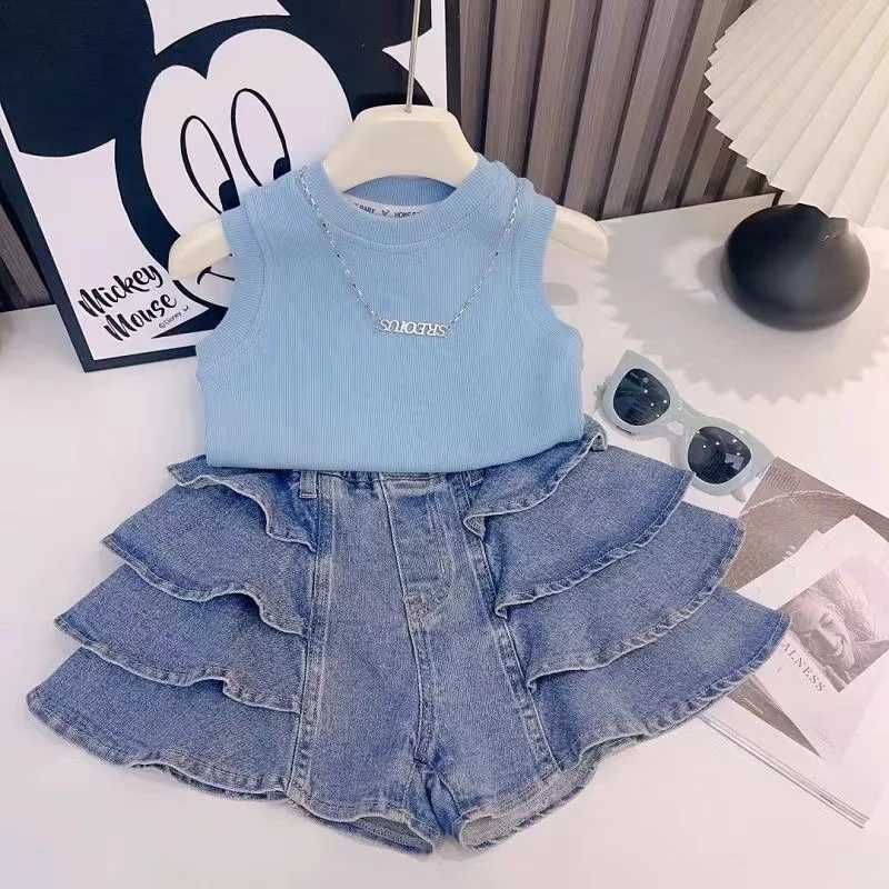 Clothing Sets Girls Clothing Suit Children Short-Sleeved Shirt +Skirt 2Pcs Sets Baby Fashion Summer Outfits 3-13 T New 2024 Kids Outfits