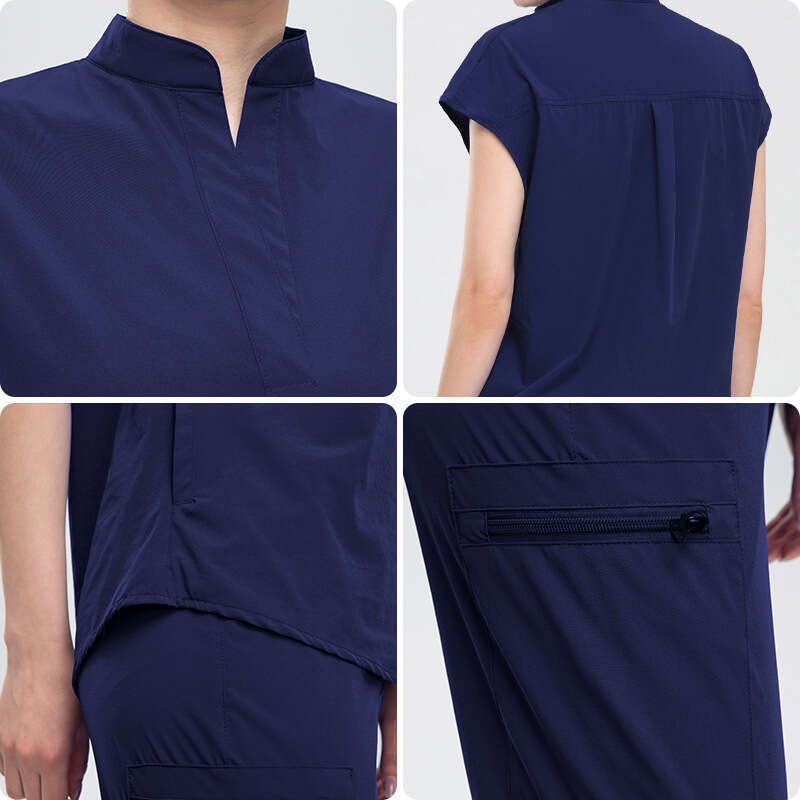 Scrubs Zip Up Undefined New Product New Arrival Washable Long Non-ironing Gentle Wind High Elasticity Solid Temperament Printing Ventilation Novelty T