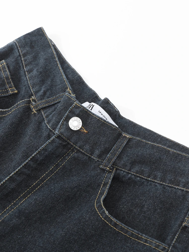 Fashion Patchwork Women Denim Suit Lapel Long Sleeve Coat Straight Wide Leg Jeans Suits Female Autumn Streetwear Jacket Pant Set 240715