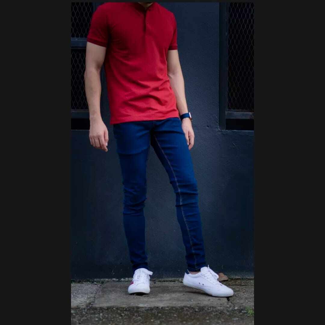 Pants men's fashionable high-quality Korean slim fit plain denim jeans Bergetah men's casual jeans