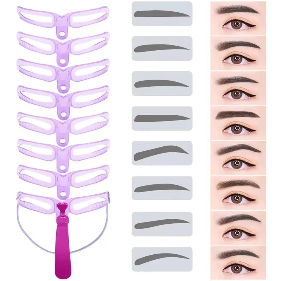 8-in-1 Eyebrow Shape Template Reusable Eyebrow Shape Template Kit Beauty Card Definition Eyebrow Makeup Tool Accessories 240715