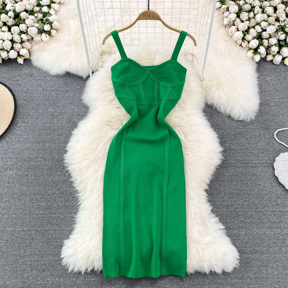 Pure Desire Style Long Camisole Women, Sexy Low Cut, Tight Fitting, Slimming, Sleeveless, Backless Knit, Buttocks Wrapped Dress for Summer BOHO DRESS