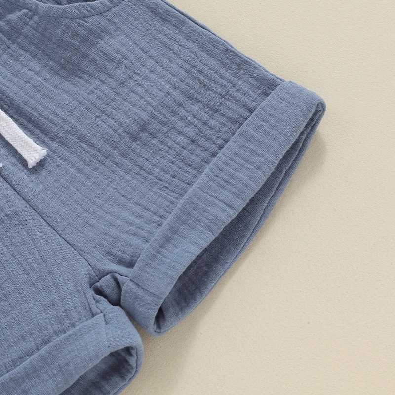 Clothing Sets Toddler Infant Boy Summer Set Children Clothes Short Sleeve Tops Elastic Waist Folded Hem Shorts with Pocket 2 Piece Boy Outfits