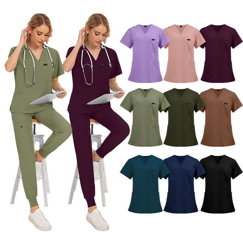 Scrubs for Women Uniform Designer Two Piece Set Women New Product Non-ironing Gentle Wind French High Elasticity Long Solid Popular Ventilation Waist 