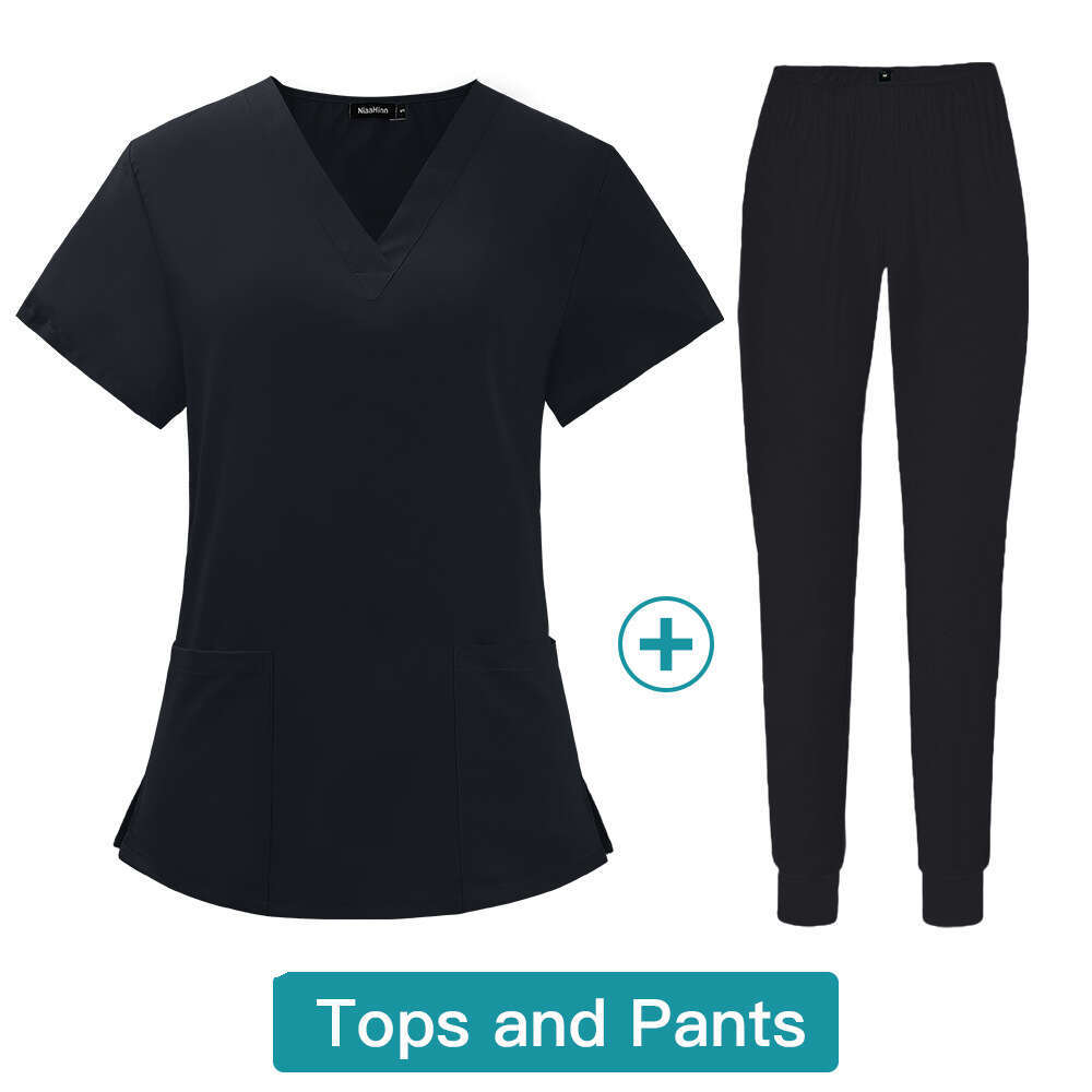 Designer Two Piece Set Women Scrubs for Women Uniform New Product Washable Gentle Wind French Non-ironing Long Solid New Pattern Sexy Novelty Short Lo