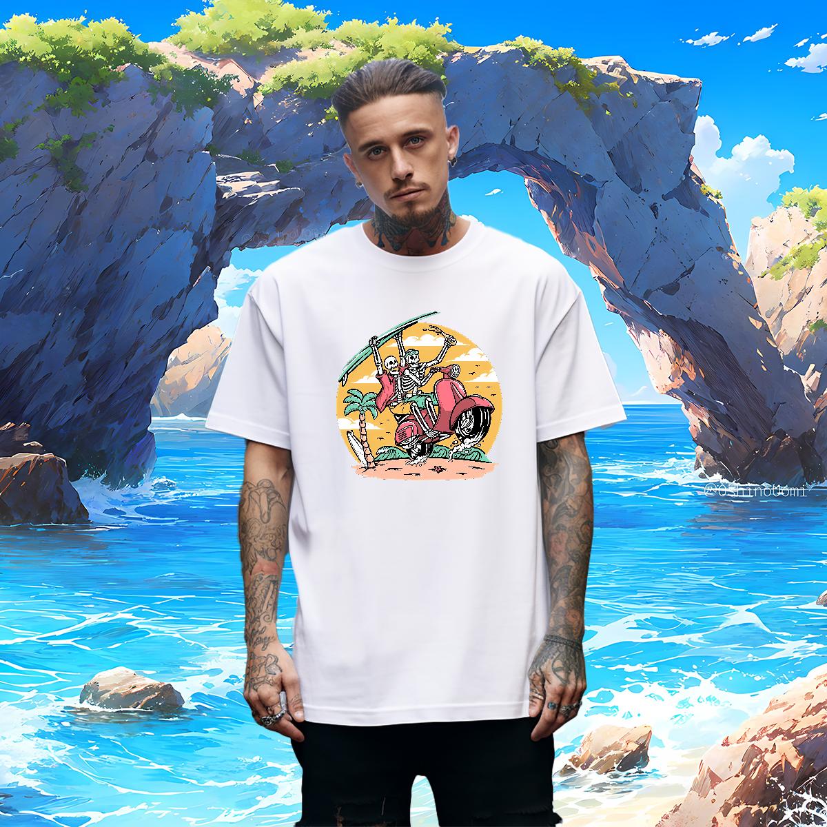 Stylist Mens T Shirts Skeleton 230g 100% Cotton Custom Print Plus Size Couples T Shirts Street wear Hip Hop O-Neck Short Sleeve Cotton Soft Tee Shirt