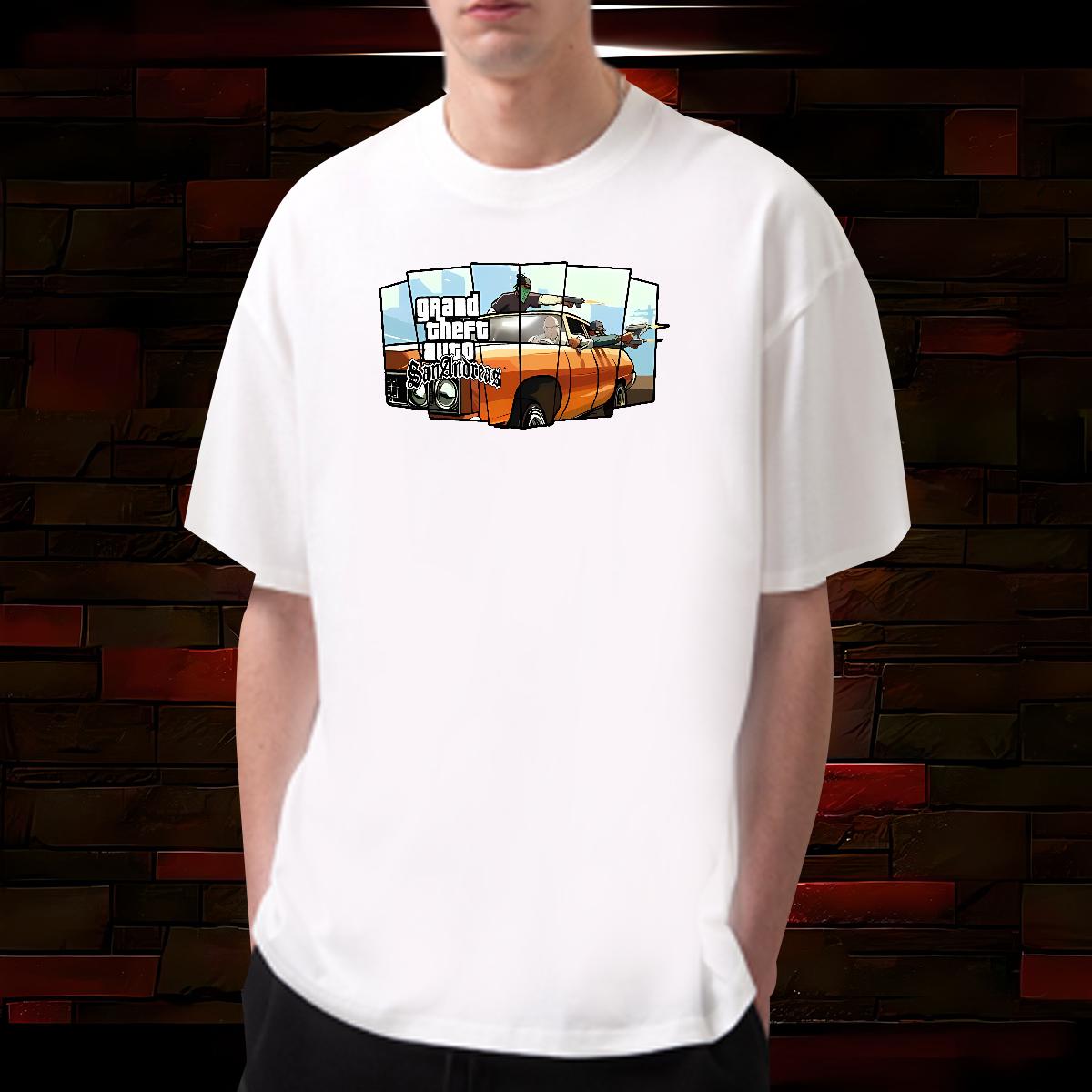 Loose Men Tees racing 230g Cotton Breathable Crew Neck Cotton Daily Wear Man T Shirts Plus Size Cartoon Custom Tee Shirt