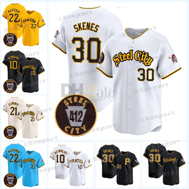 30 Paul Skenes Pirates 2024 Steel City 412 patch Jersey Roberto Clemente Andrew McCutchen Bryan Reynolds Connor Joe Hayes Oneil Cruz Mitch Keller Rowdy Tellez