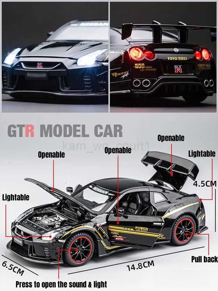1/32 Nissan Skyline GTR R35 Nismo GT3 Racing Toy Car Model For Children RMZ CiTY Diecast Alloy Miniature Sound Light CollectionM240717