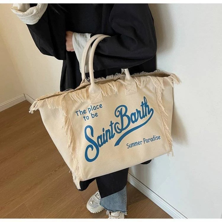 3 2024 selg Large capacity Solid color Fashionable Shoulder Bag Letter Tassel Splice Sewn Handbag 240704 4