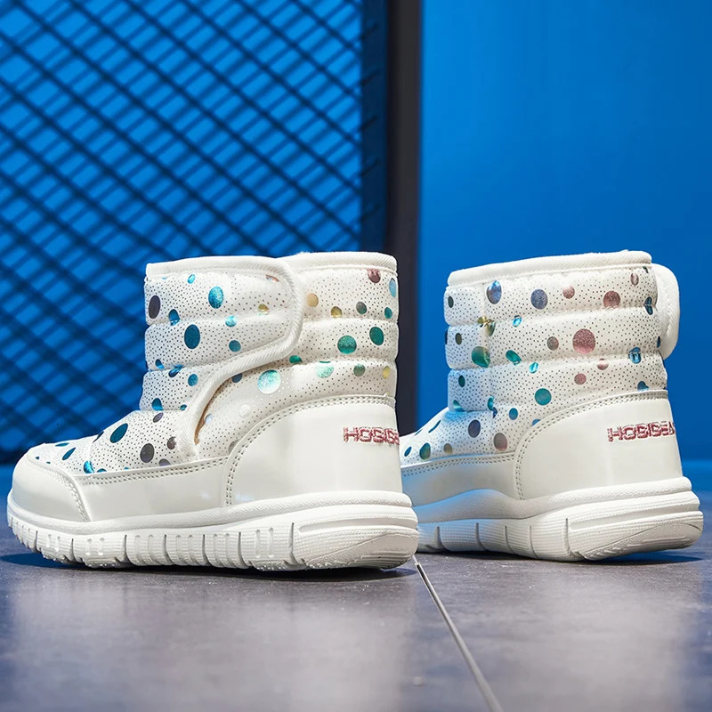 Winter Warm Fur Snow Boots Children Black Furry Shoes Girls Non-slip Waterproof Kids Footwear Child Sneakers Baby Shoes Pink 240710