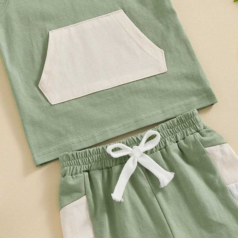 Clothing Sets Baby Boy Summer Outfits Clothing Set Casual Sleeveless Contrast Color Hooded Tank Tops + Shorts Set Toddler Clothes