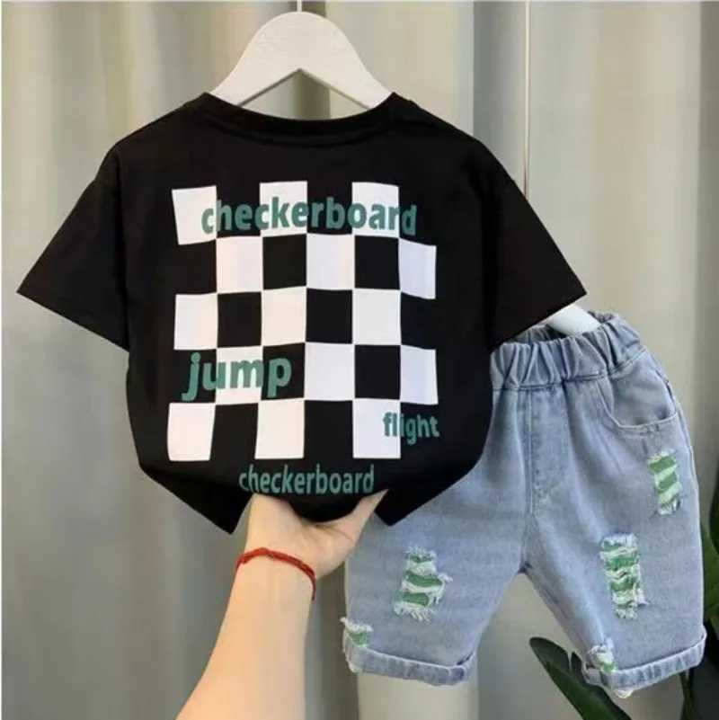 Clothing Sets 2-9Y Boys Summer Clothing Suit New Childrens Cotton Short-sleeved T-shirt Shorts 2-piece Kids Clothes Set For Boy Baby