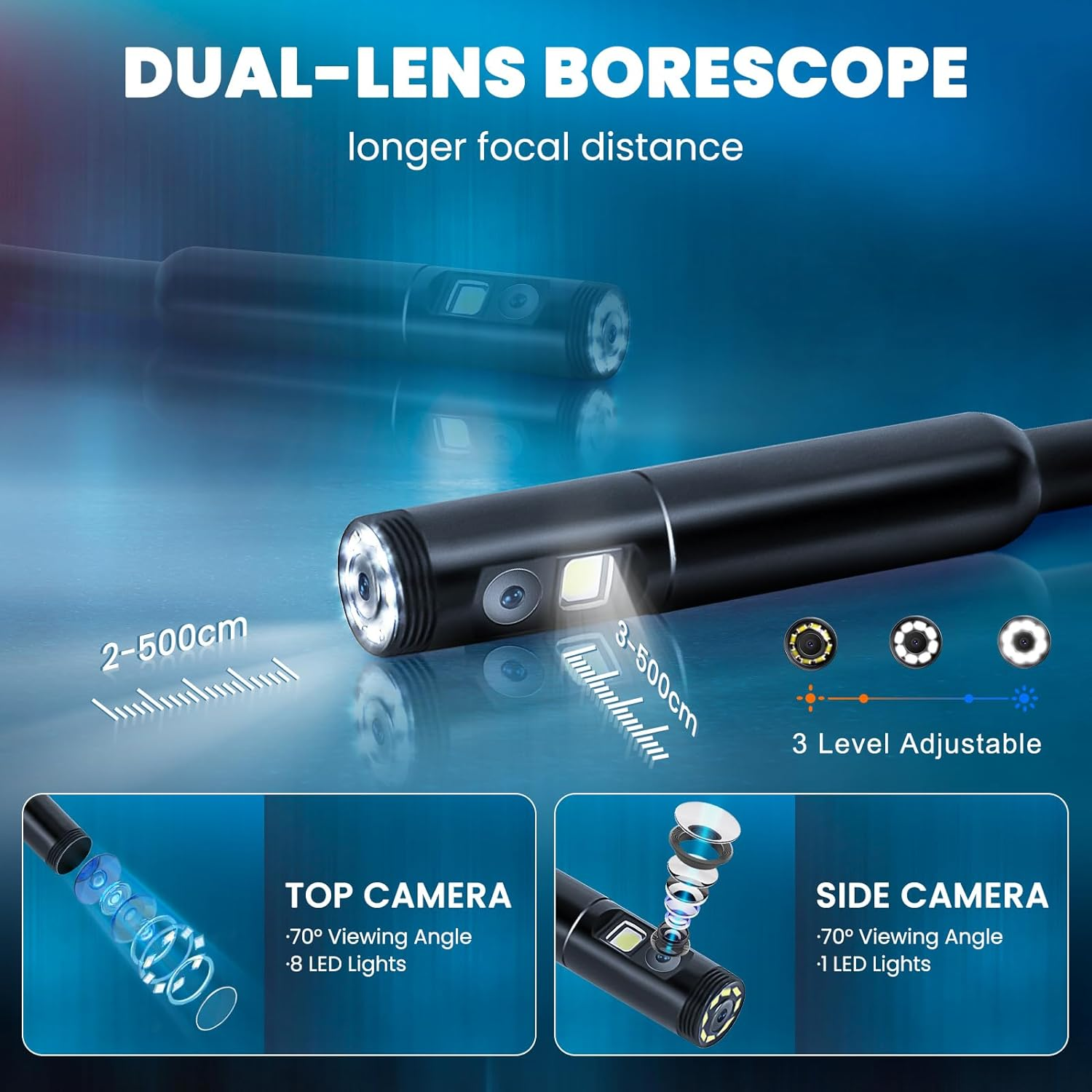 1080P HD Borescope Inspection Camera 4.3'' LCD Single & Dual Lens Endoscope Camera lP67 Waterproof Snake Camera for Home Drain