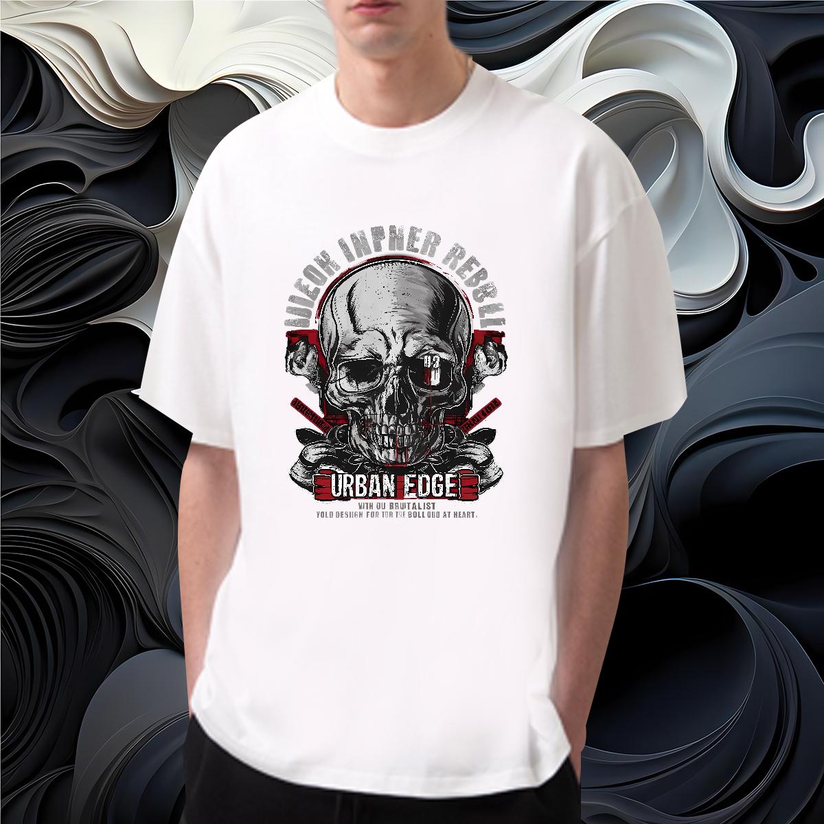 Brand Mens T Shirts Skeleton 100% Cotton 230g Casual Daily Wear Short sleeve Cotton Soft Men Tees Classic Casual Oversized 4XL Tops Shirt