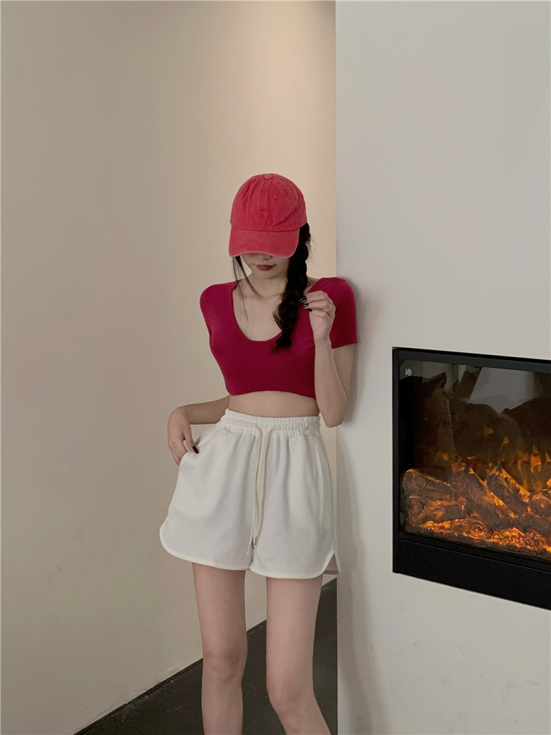 Trimming shape slimming loose sports pants versatile casual straight leg drawstring shorts