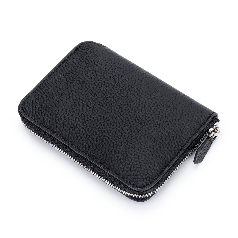 Pure Cowhide Short Zipper Small Wallet Genuine Leather Zero Wallet Zipper Certificate Bag New Multi Card Precise Card Bag