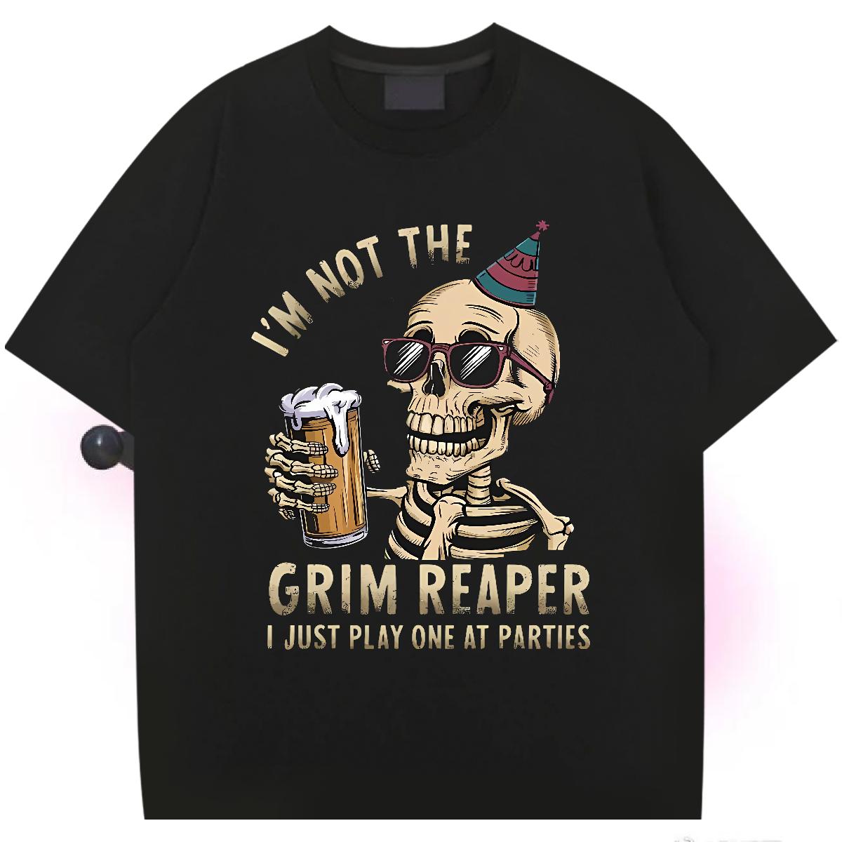 2024 New T Shirts Men Skeleton 230g Cotton DIY Printed Men Tshirts Street wear Hip Hop 180g Cotton Classic Top Tees