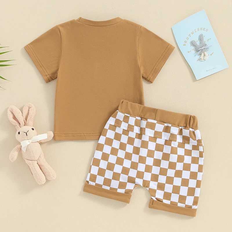 Clothing Sets 2024 Toddler Summer Boy Outfits Cotton Short Sleeve T-shirt Plaid Shorts Clothes For Baby Casual Breathable Clothes Set